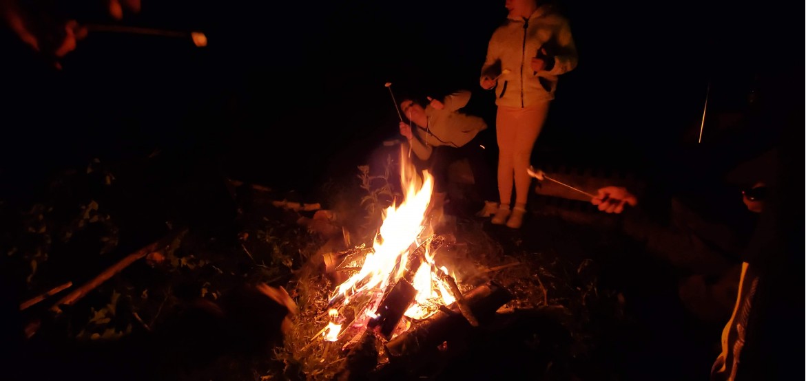 Campfire at the pond or welcome home