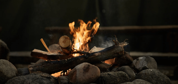 Campfire at the pond or welcome home